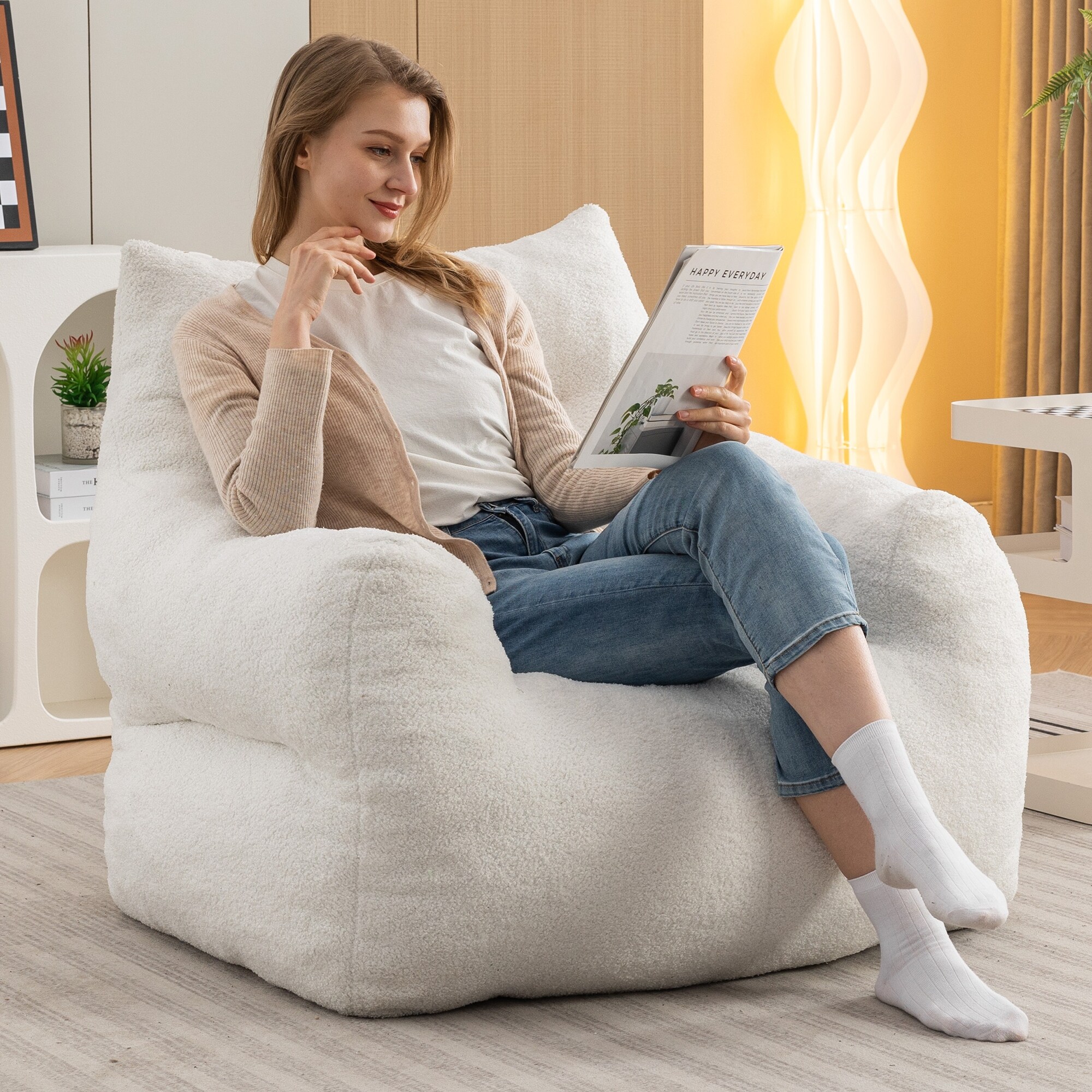 Sofa Chair Hobestluk Bean Bag Chair Giant Bean Bag Sofa Memory Foam Bean Bag Chairs For Adults, Bean Bag Couches Faux Leather Bean Bag Chairs For Living Room Beanbag Chair