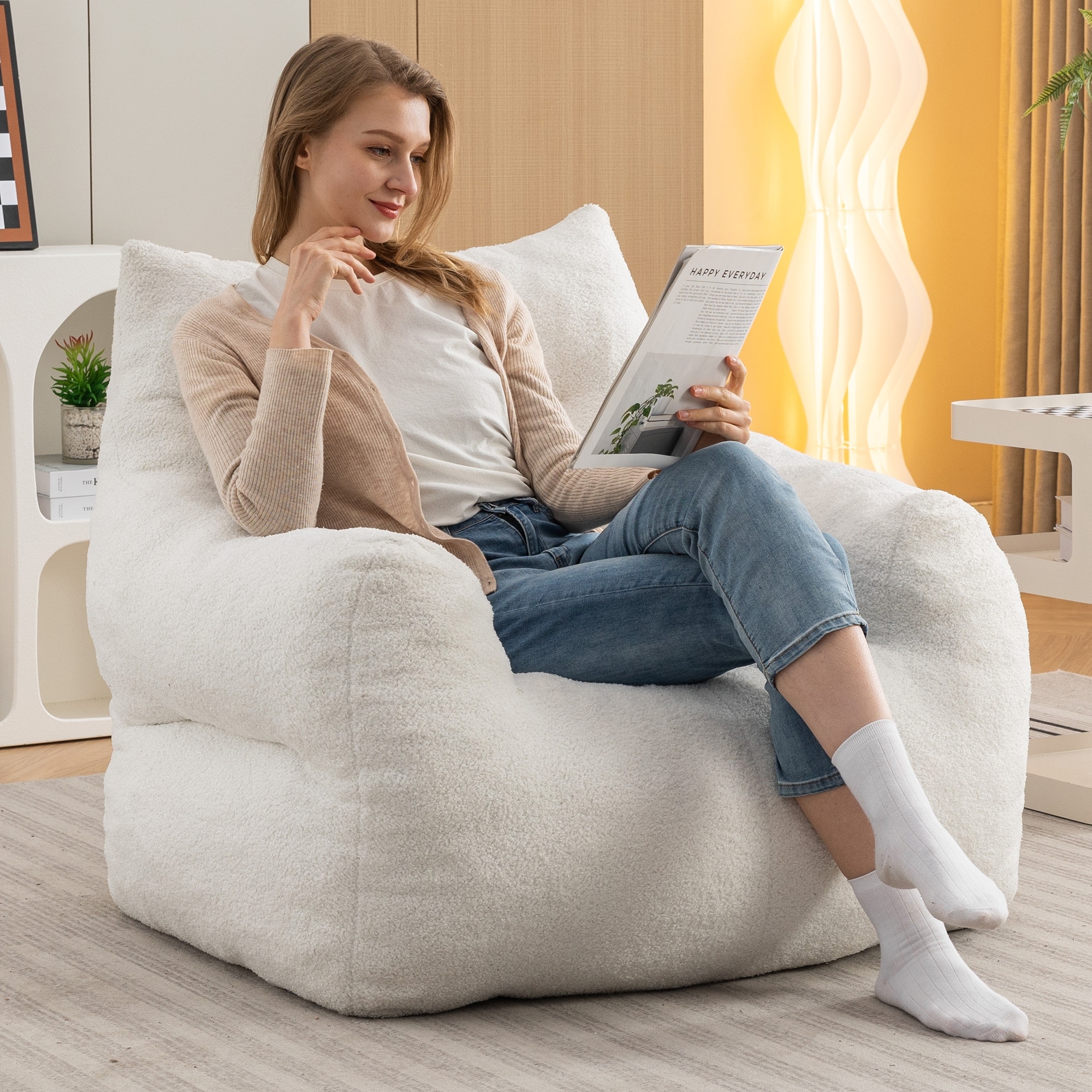Large Size Teddy Fabric Bean Bag Chair Lazy Sofa Sponge filling Bed Bath Beyond 40540677