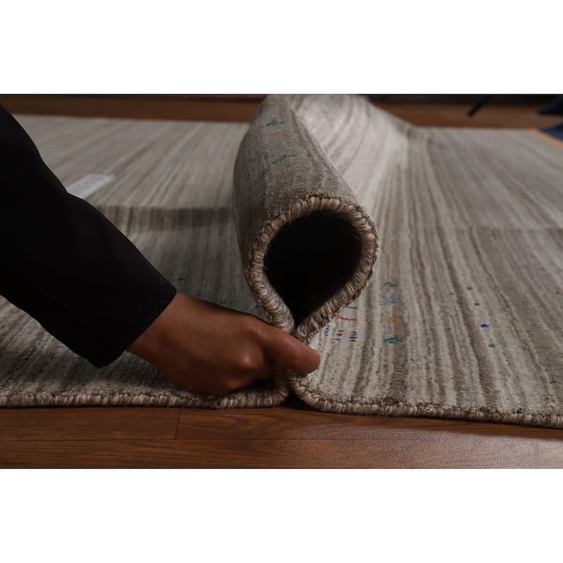 Hand Knotted Oriental 100% Wool Carpet Tribal Tribal Greys & Charcoal Gabbeh Area Rug - 10' 1'' X 8' 5''