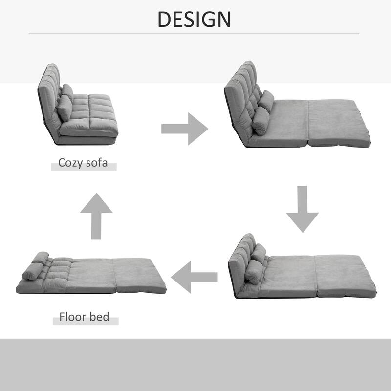 HOMCOM Convertible 7 Adjustable Positions Folding Couch Bed