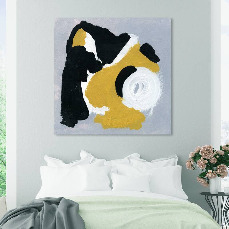 Wynwood Studio Canvas Abstract Toca Discos Yellow and Mustard Modern & Contemporary Wall Art Canvas Print - 40 x 40