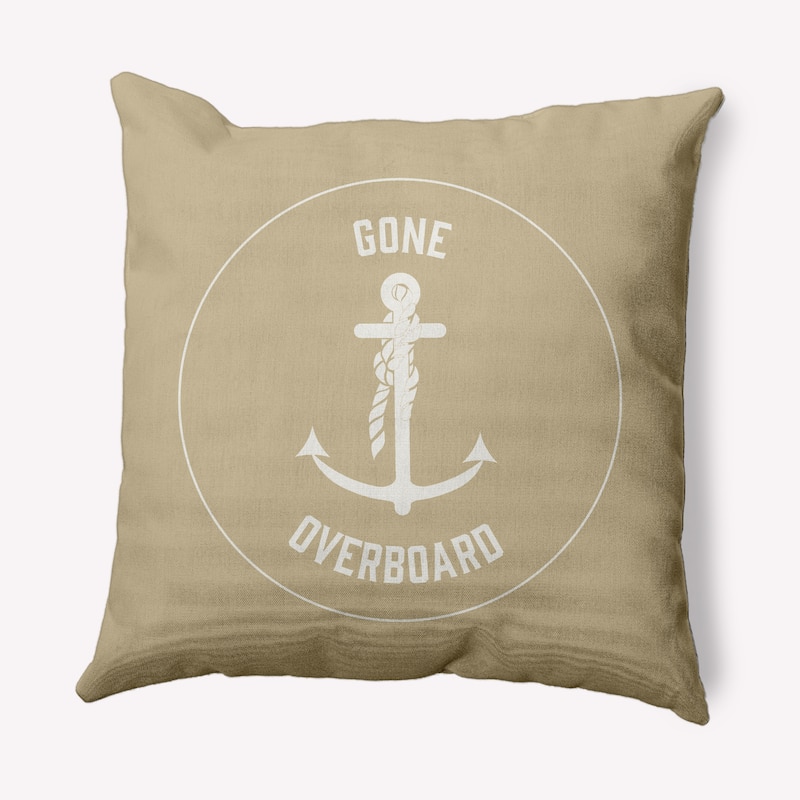 Gone Forever Overboard Nautical Decorative Indoor Pillow - Taupe - 26" x 26"
