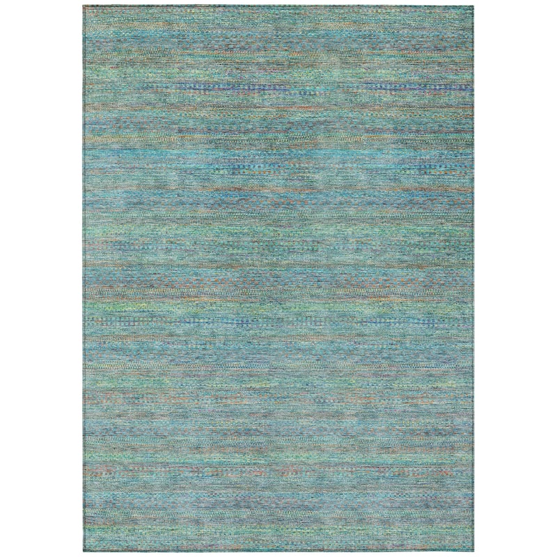Machine Washable Indoor/Outdoor Modern Stripes Chantille Rug
