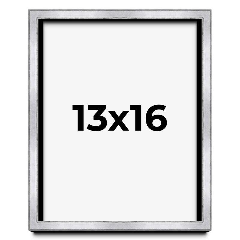 13x16 Shadow Box Frame Silver | 1.375 Inches Deep Real Wood