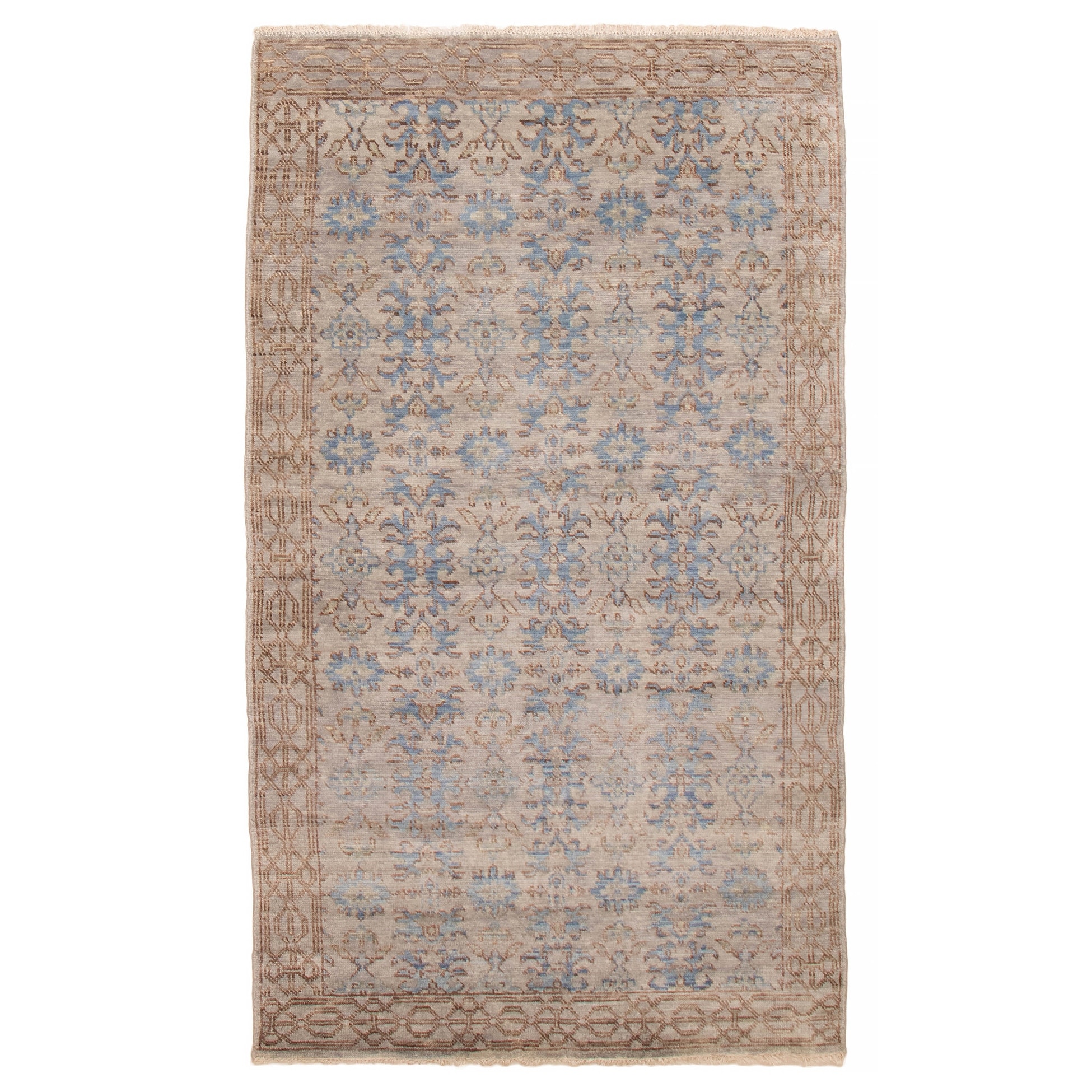 ECARPETGALLERY Hand-knotted Mystique Light Grey Wool Rug - 5' 3" x 8' 11"