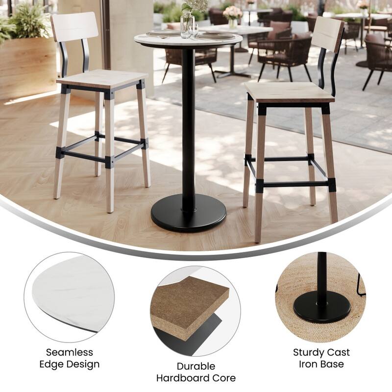 Commercial HPL Tabletop with Bar Height Round Base