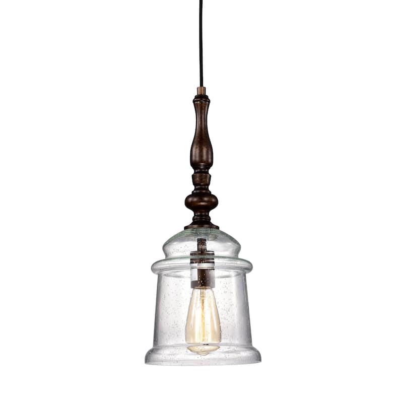 Oil Rubbed Bronze 1-Light Pendant with Glass Bell Jar Shade - Oil Rubbed Bronze