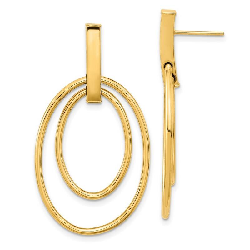 Curata 14k Yellow Gold Polished 42.5x23.75mm Post Guardian Angel Earrings