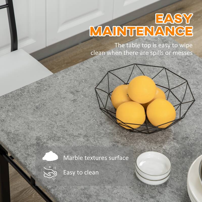 HOMCOM Kitchen Table and Chairs for 4, Modern Dining Table Set with Padded Sponge Cushion Chairs and Marble Textures