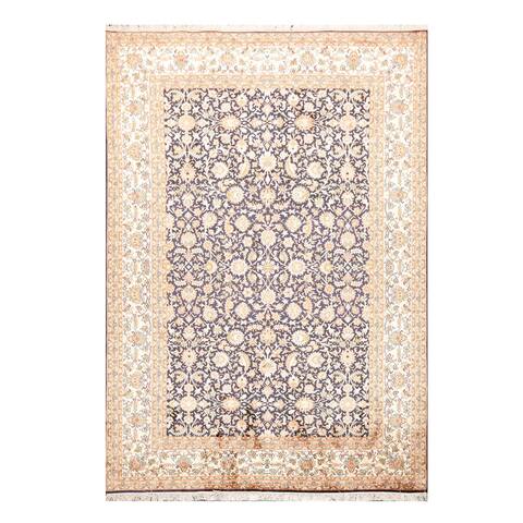 Hand Knotted Kashmir Silk 400 KPSI Nain Area Rug Certified (6x9) - 6' 1'' x 9'