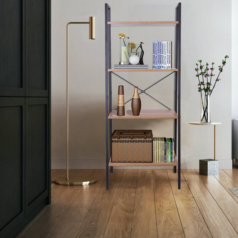 4Shelf Home Wood And Metal Ladder Bookcase On Sale Bed Bath