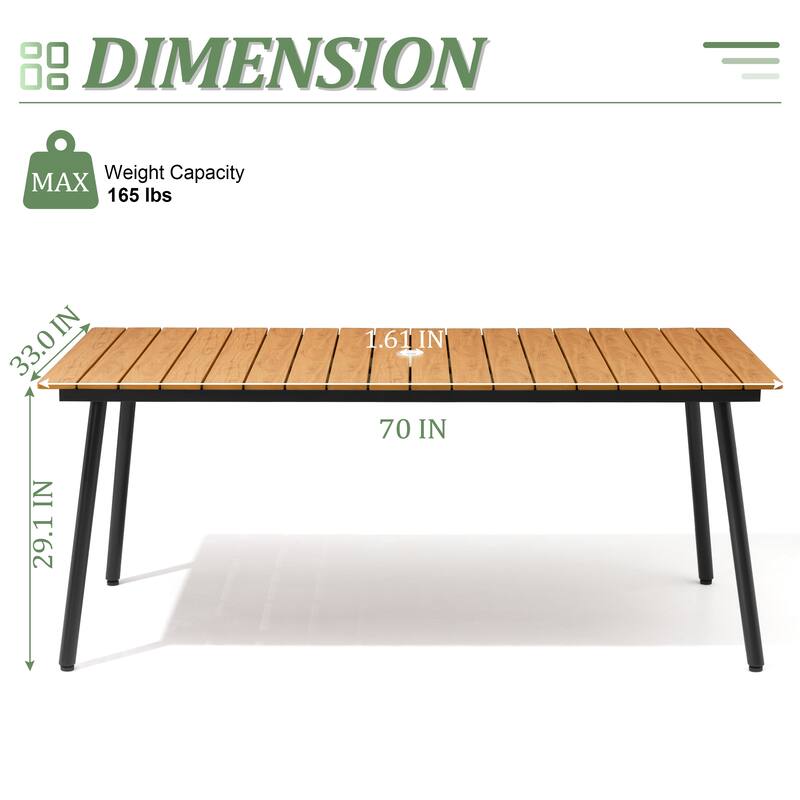 Pellebant Outdoor Aluminum Rectangular Dining Table