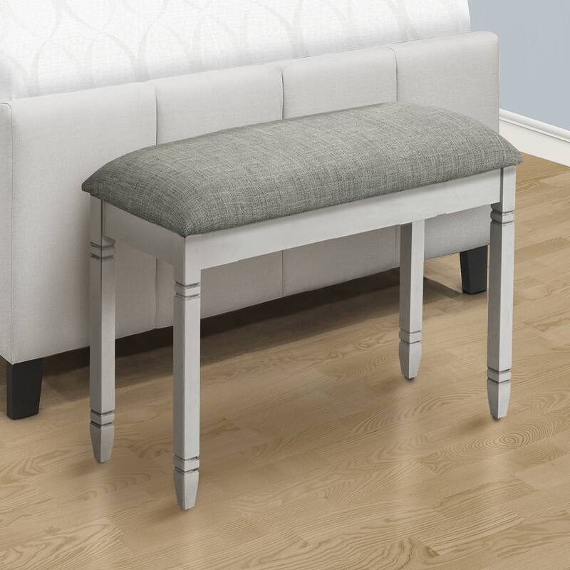 Bench, 41" Rectangular,Grey Fabric