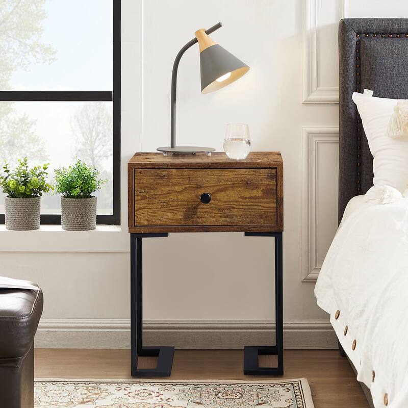 VECELO Modern 1-Drawer Wood Nightstands
