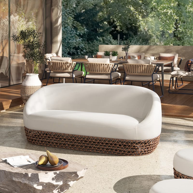 Willow 71" Wicker Woven Outdoor Patio 3-Seater Sofa - 71"W X 36"D X 28.5"H