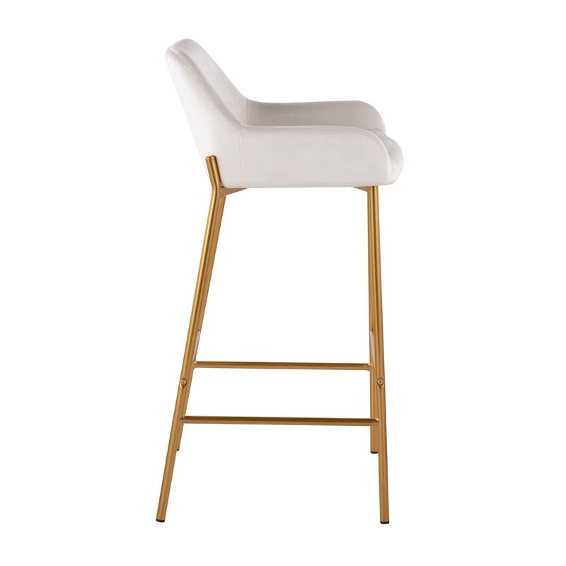 Silver Orchid Galotti Gold Fixed-Height Upholstered Bar Stool - Set of 2