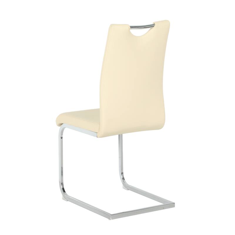 Modern PU Dining Chair Living Room Chair Upholstered Chair, Electroplated Metal Chair Leg Design, Kitchen (Set Of 2)