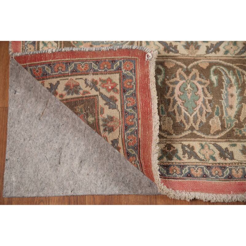 Hand Knotted Oriental 100% Wool Carpet Traditional Floral Pink Mashad Area Rug - 13' 0'' X 9' 7''