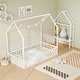 preview thumbnail 4 of 8, Gymax Twin House Floor Bed w/ Storage Shelf & Detachable Clothes