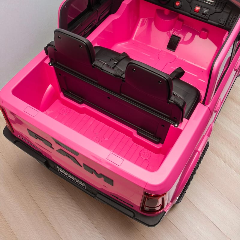 24V Licensed Dodge RAM 2500 Kids Ride On Truck with Remote, 2-Seater, Bluetooth Music, USB/MP3, Dual Motor & Suspension