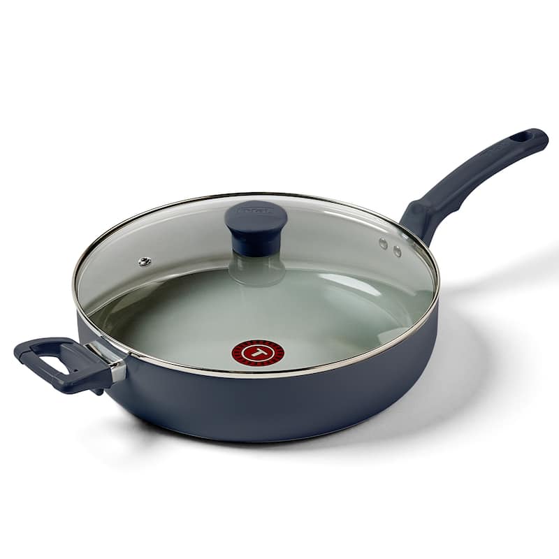 T-fal Essentials Ceramic Non-Stick Cookware, 5 Quart Jumbo Cooker with Lid, Midnight Blue - Midnight Blue