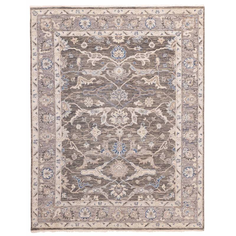 ECARPETGALLERY Hand-knotted Modern Oushak Charcoal Wool Rug - 7'10 x 10'1