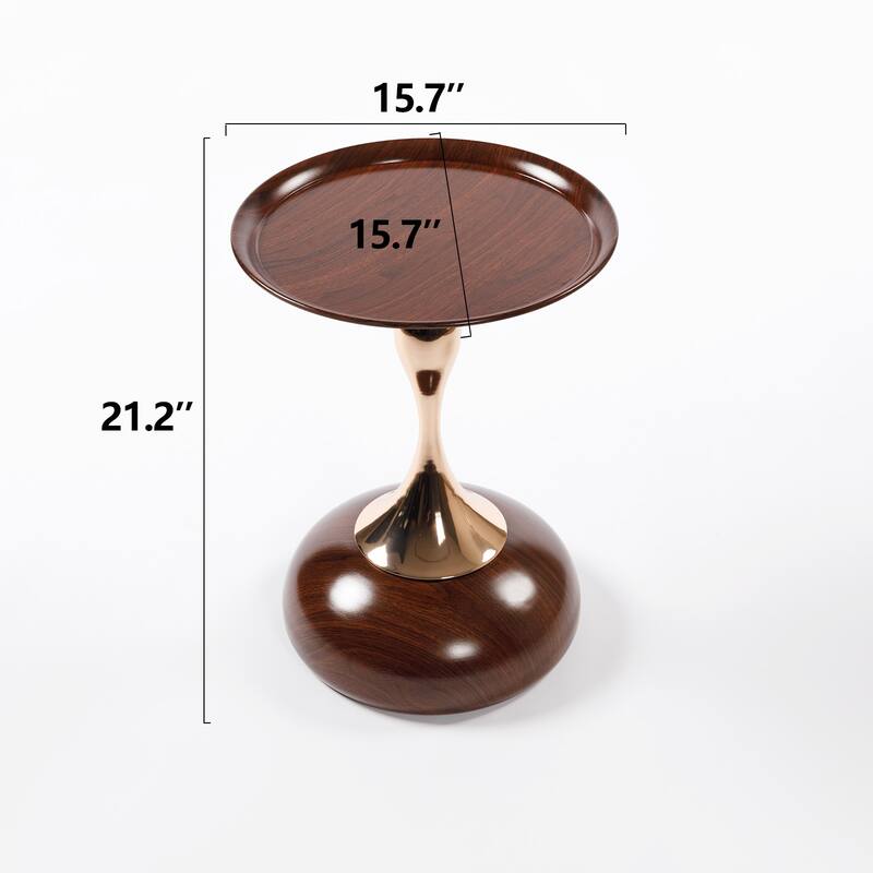 Mermaid Tail End Coffee Table Round Side Table with Metal Base Table, for Living Room Bedroom Office Garden