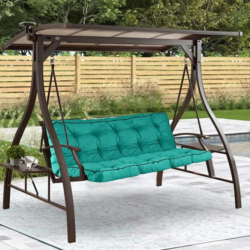 Porch Swing Replacement Cushion, 55in Outdoor Bench Cushions with Backrest , 3 Seat Patio Furniture Garden Loveseat Glider Pad