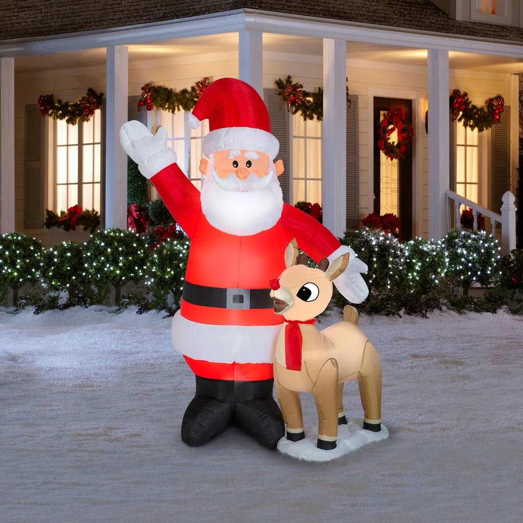 Airblown Inflatable Santa and Rudolph the Red-Nosed Reindeer