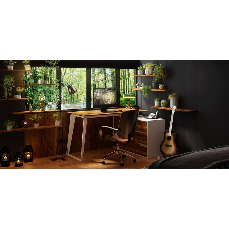 54.3" Home Office Computer Desk Corner Desk With Drawers and Cabinet
