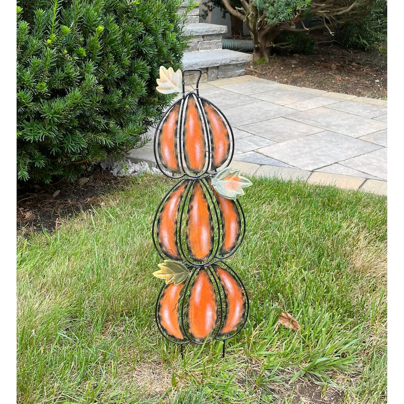 30" Metal Stacked Pumpkin Stake