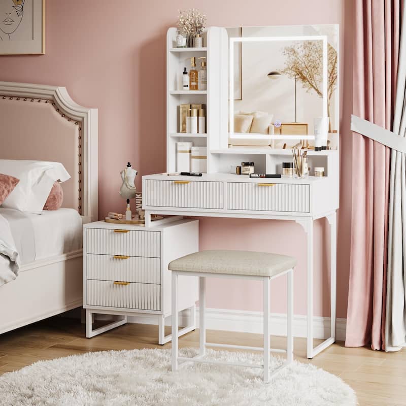 Makeup Vanity Desk with Mirror and Lights