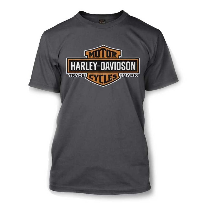 Harley-Davidson Men's Elongated Orange Bar \u0026 Shield Charcoal T-Shirt  30291961 - On Sale - Overstock - 17762093