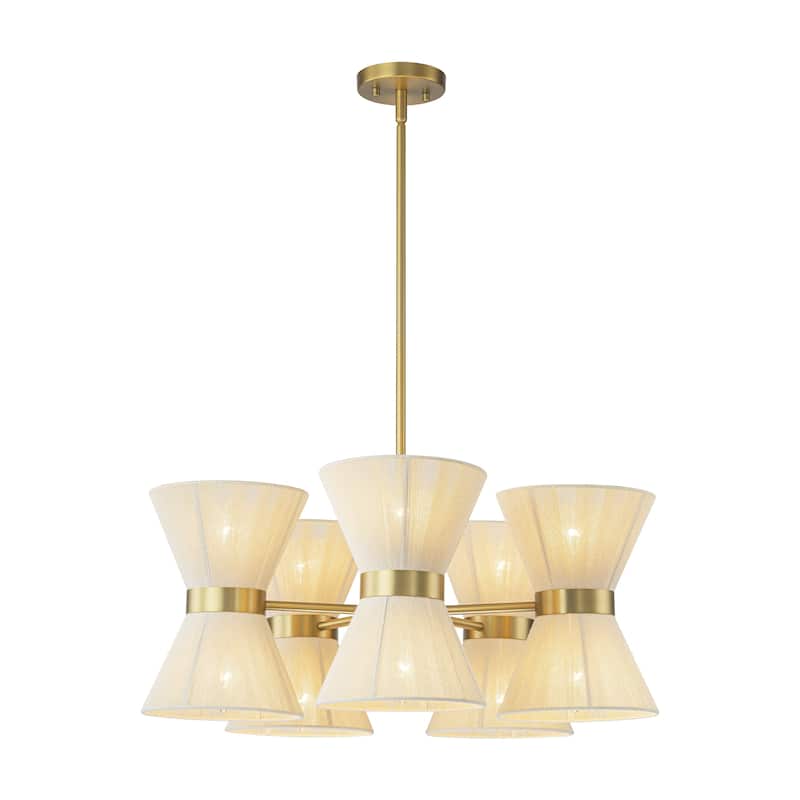 10-Light Farmhouse Boho Sputnik Hourglass Ivory Rope Handwoven Fabric Chandelier for Dining Room