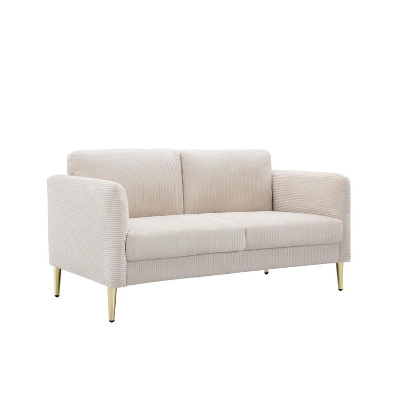 US PRIDE FURNITURE 60.63" W Mid-Century Corduroy Fabric Loveseat - Beige