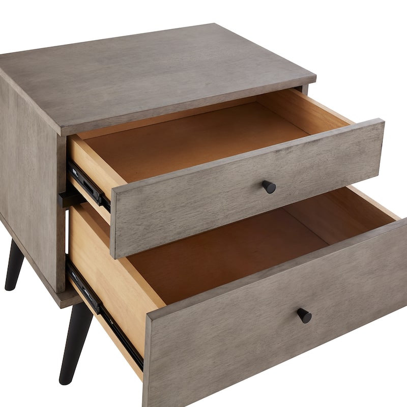 Noe Mid-Century Grey Finish 2-Drawer Nightstand by iNSPIRE Q Modern