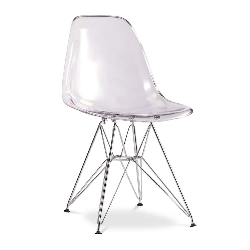 HomeRoots Clear and Silver Steel Dining Side Chair