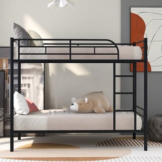 Contemporary Design Metal Bunk Bed with Solid Steel Construction, Separated into 2 Beds, Black
