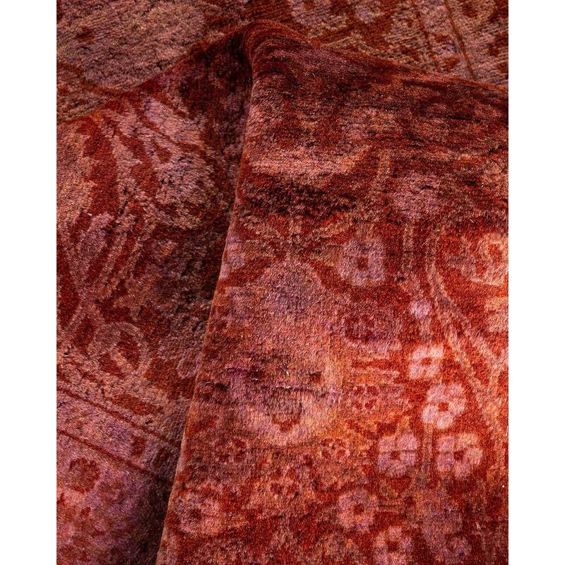 Overton Hand Knotted Wool Vintage Inspired Modern Contemporary Overdyed Red Area Rug - 2' 6" x 8' 6"