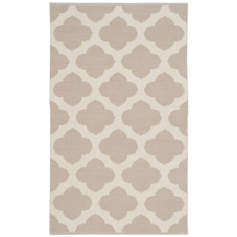SAFAVIEH Handmade Flatweave Montauk Warwick Casual Cotton Rug - 2'6" x 4' - Grey/Ivory