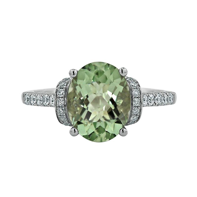 Auriya Modern 1 3/8ct Oval Green Amethyst and Diamond Engagement Ring 3/8cttw 14k Gold