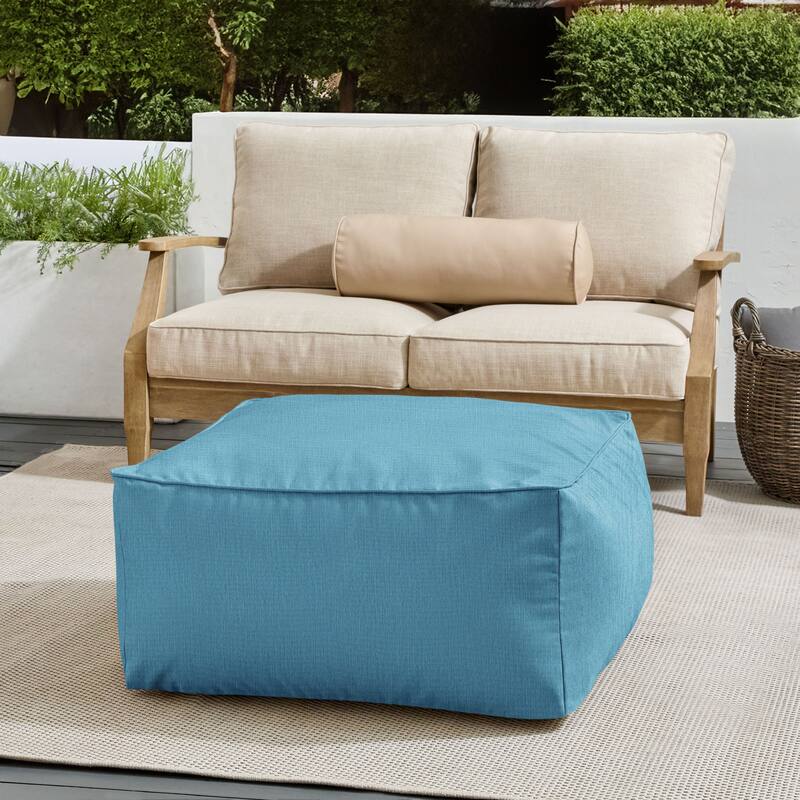 Sorra Home Sunbrella Outdoor Corded Solid Bean Pouf - Cast Horizon