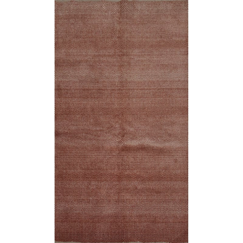 Hand Knotted Oriental 100% Wool Carpet Modern Geometric Oranges & Rust Contemporary Area Rug - 8' 1'' X 5' 0''