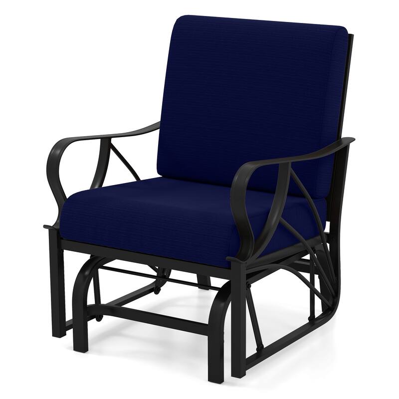 Gymax Patio Glider Chair Single Outdoor Rocking Chair w/ Seat & Back