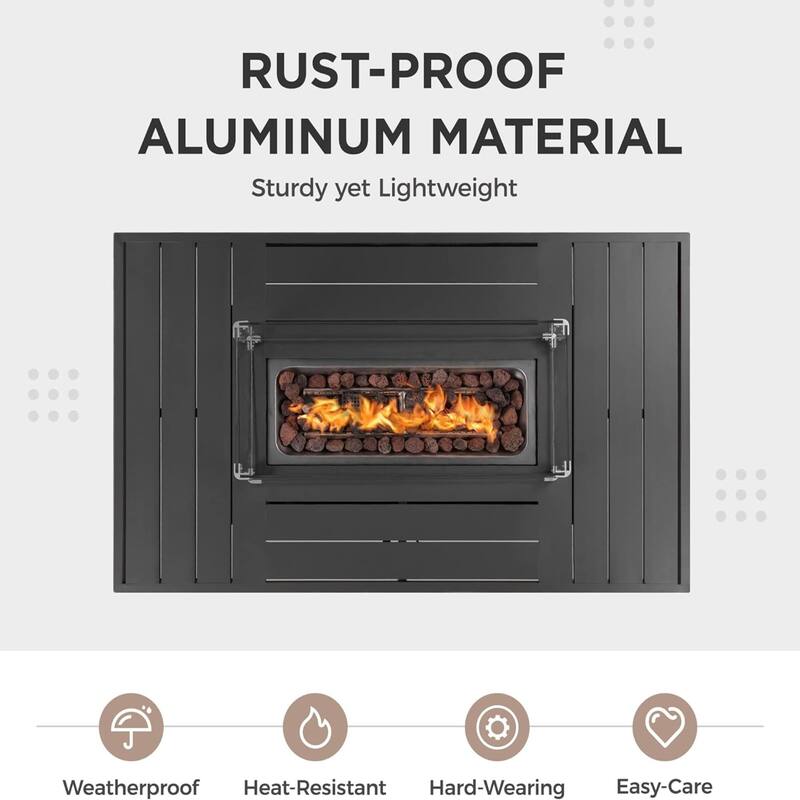 54.3" Patio Dark Grey Aluminum Fire Pit Table, 50000 BTU CSA Certified, Waterproof Cover