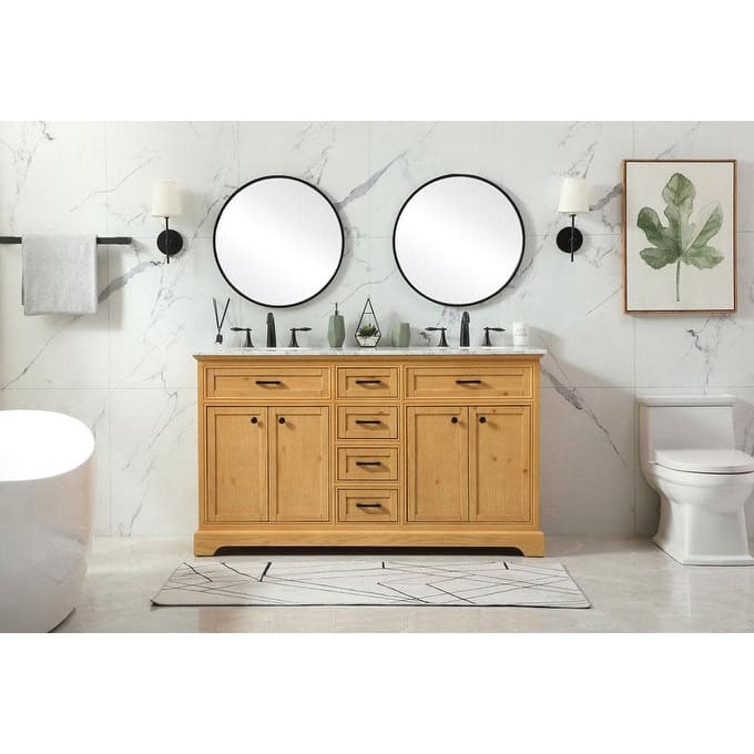 Elegant Lighting VF15060DWH Americana 60" Free Standing Double Basin