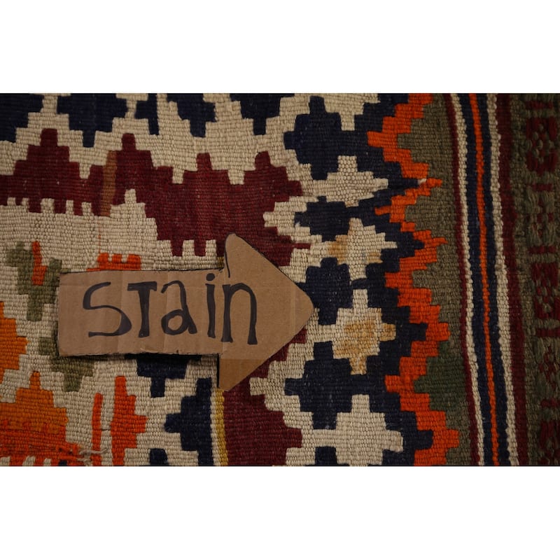 Vegetable Dye Kilim Qashqai Persian Vintage Rug Flatweave Wool Carpet - 4'11"x 7'10"