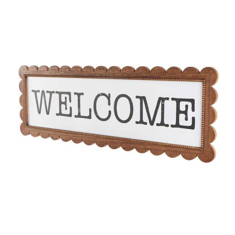 Brown Wood Handmade Welcome Home Decorative Sign with Black Lettering