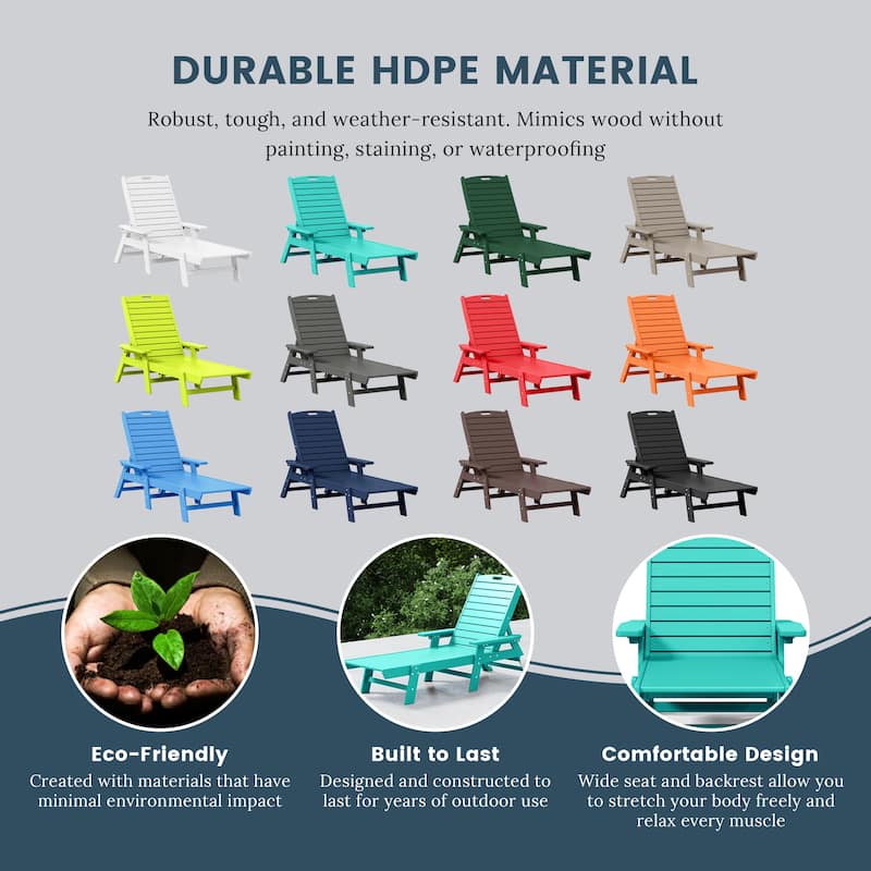 Laguna Hdpe All Weather Outdoor Patio Pool Reclining Chaise Lounge (Set Of 2)