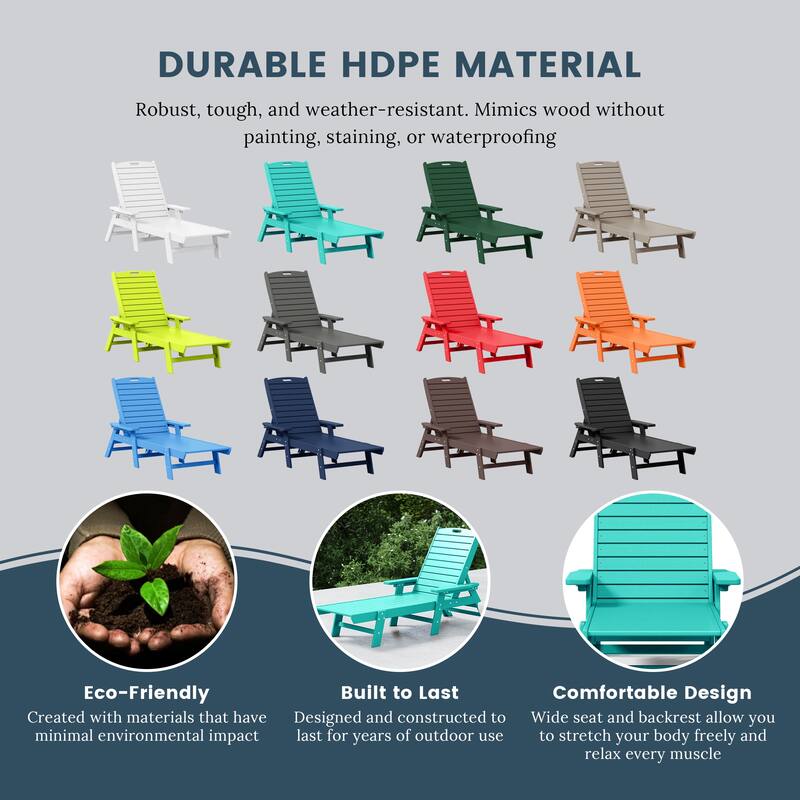 Laguna Hdpe All Weather Outdoor Patio Pool Reclining Chaise Lounge